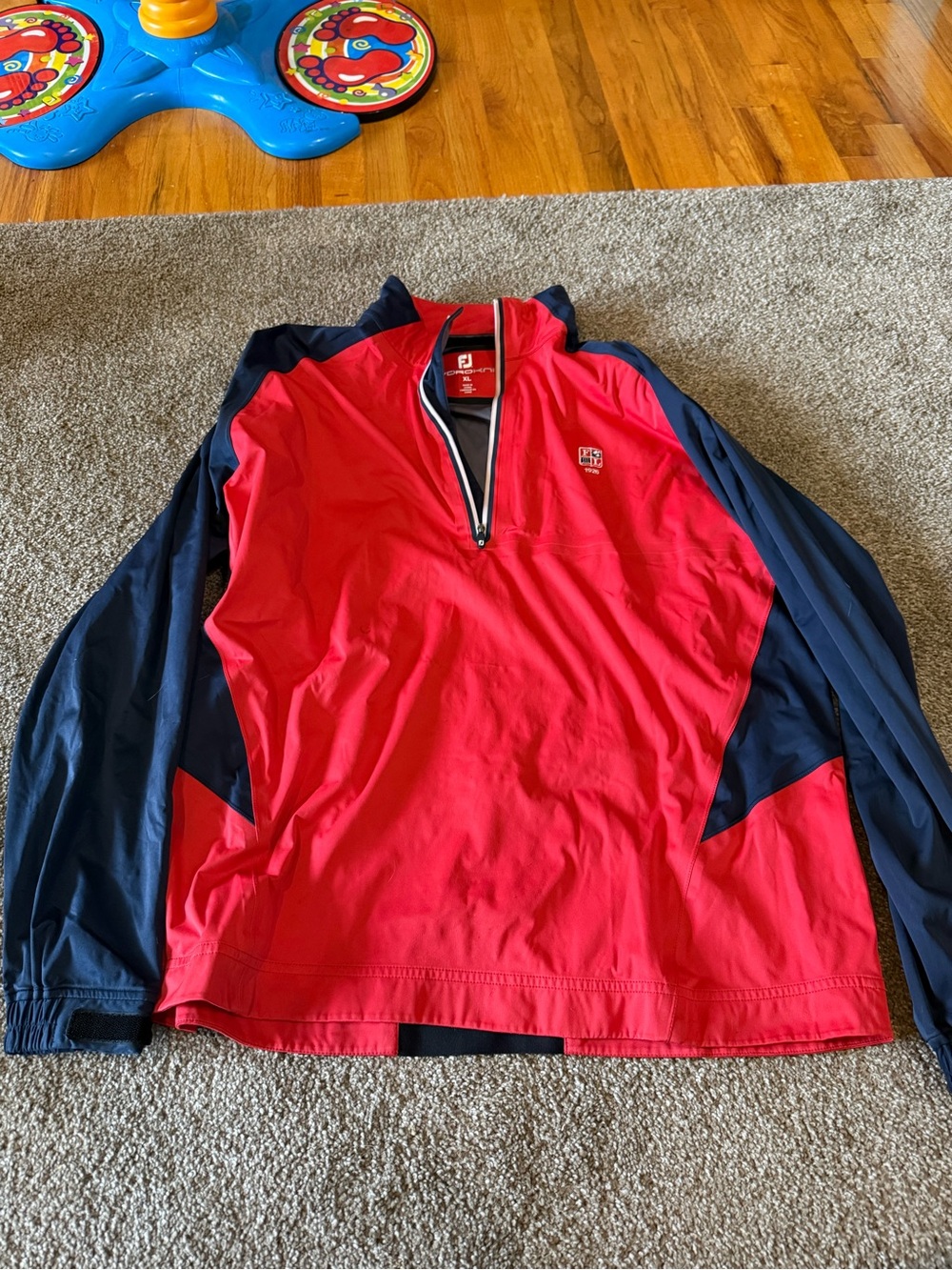 FootJoy Red and Navy Quarter-Zip Golf Pullover